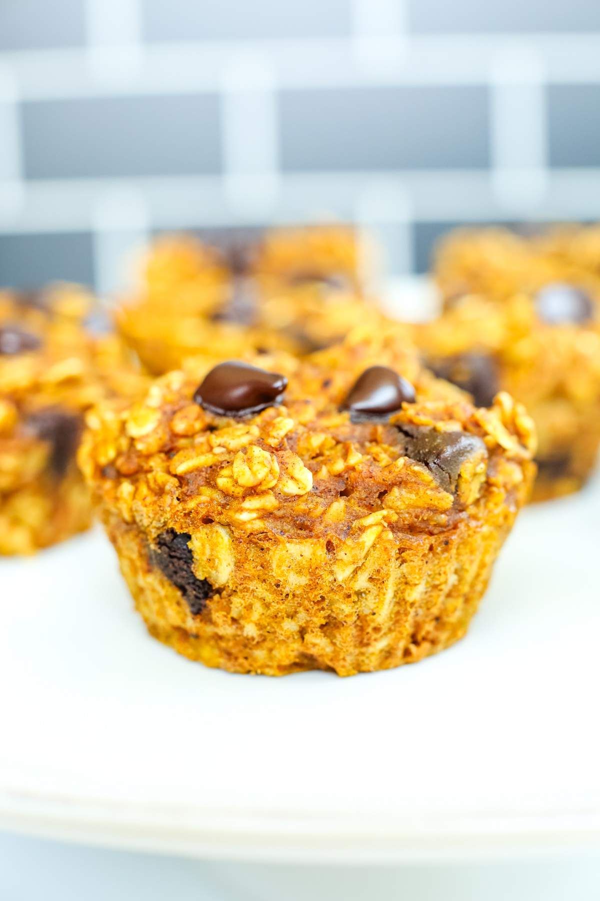 a close up shot of a Pumpkin Oatmeal Muffin