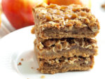 These vegan Salted Caramel Apple Pie bars the the most amazing apple dessert! So much easier than apple pie and they are incredible!! Such a great fall baking recipe.