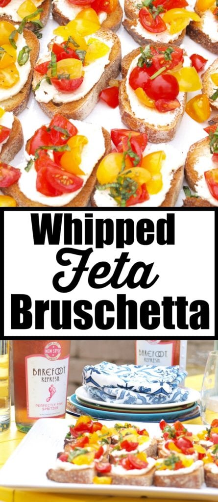 Whipped Feta Bruschetta Recipe--this is an easy recipe that makes the perfect summer appetizer!