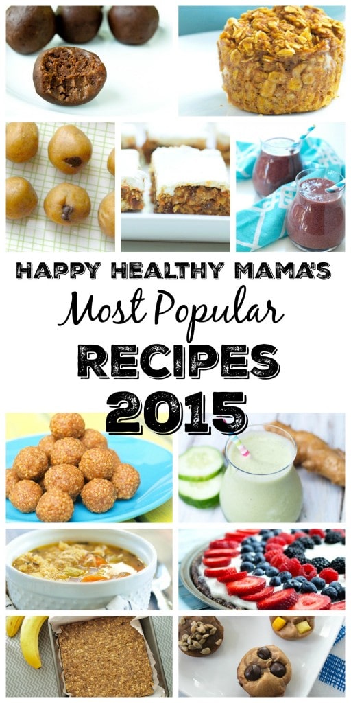 These are Happy Healthy Mama's most popular recipes from 2015.  There are healthy breakfast recipes, gluten-free recipes, vegan recipes, and more!