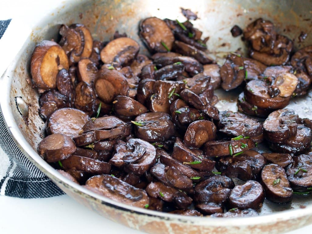 Mushroom Sauté with Rosemary, Garlic, and Red Wine. This is a quick and easy side dish recipe OR serve it over a bed of polenta for a great vegetarian or vegan main course. Delicious!