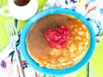 Healthy High Protein Blender Pancakes recipe. These healthy pancakes are so easy to whip up in your blender! Each pancake has 10 grams of protein made with Greek yogurt and NO protein powder. These are great!