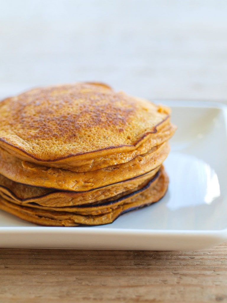 a stack of sweet potato pancakes