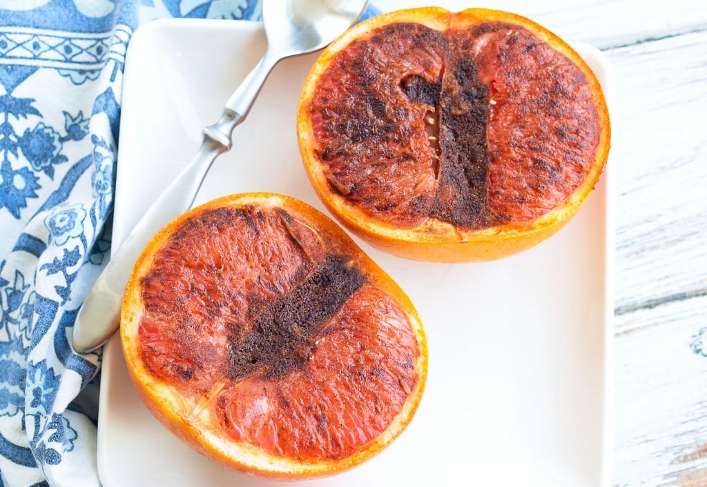 Spiced Broiled Grapefruit recipe. This makes the perfect healthy breakfast or snack. Vegan, gluten-free, and so refreshing!