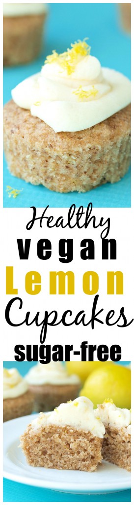 Healthy Vegan Lemon Cupcakes Recipe. These are sugar-free, made with whole grains, and full of lemon flavor. Lovely healthy dessert!