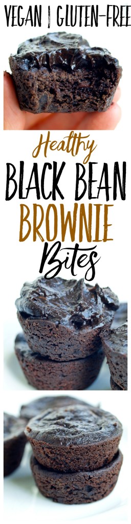Black Bean Brownies recipe. You can make the batter for these black bean brownie bites right in your blender and they are fudgey, healthy, vegan, gluten-free, and most importantly, kid and husband approved!