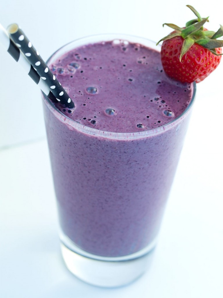 This is The Husband Protein Smoothie. An all-natural, vegan smoothie with over 20 grams of protein without any protein powder! This keeps my 6'4" husband full until lunch time! A great quick and healthy breakfast idea. 