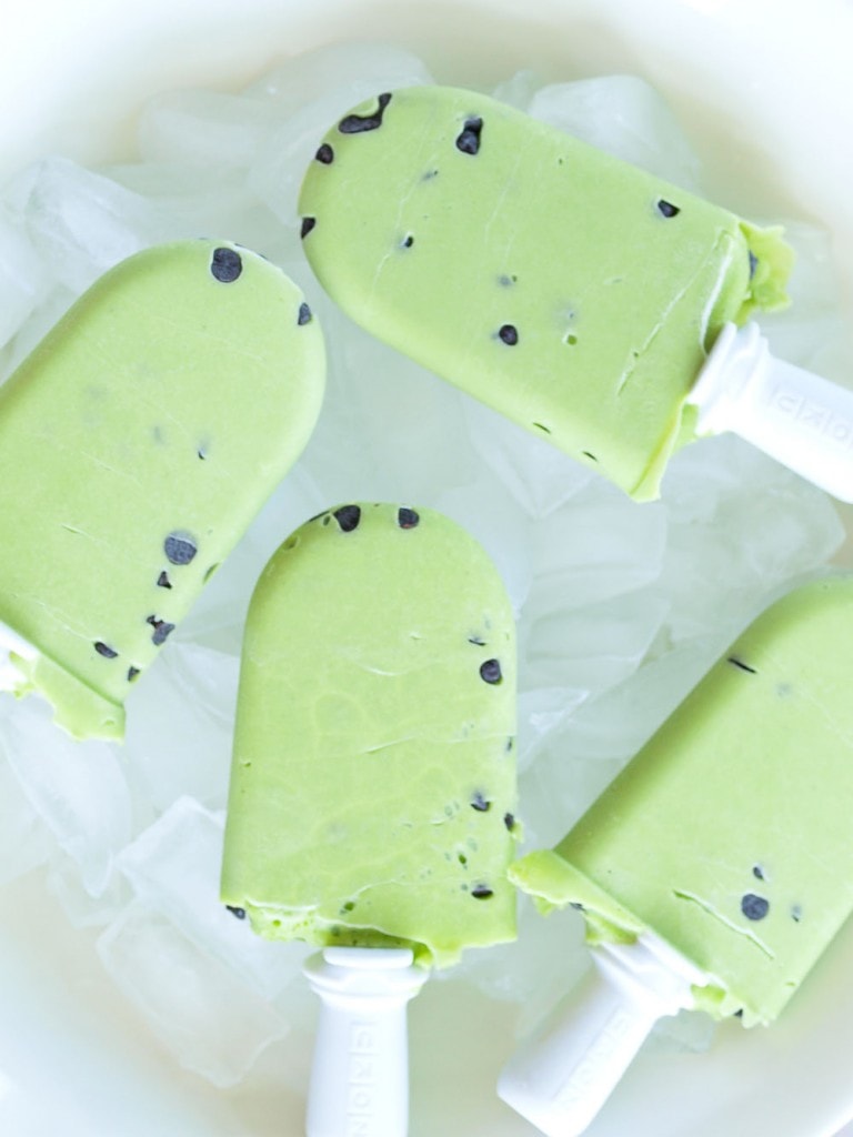 The secret ingredient in these Mint Chocolate Chip Pea Pops is frozen peas! Such a great way to add fiber, protein, and tons of nutrients to this healthy dessert idea! Vegan and gluten free recipe special treat.