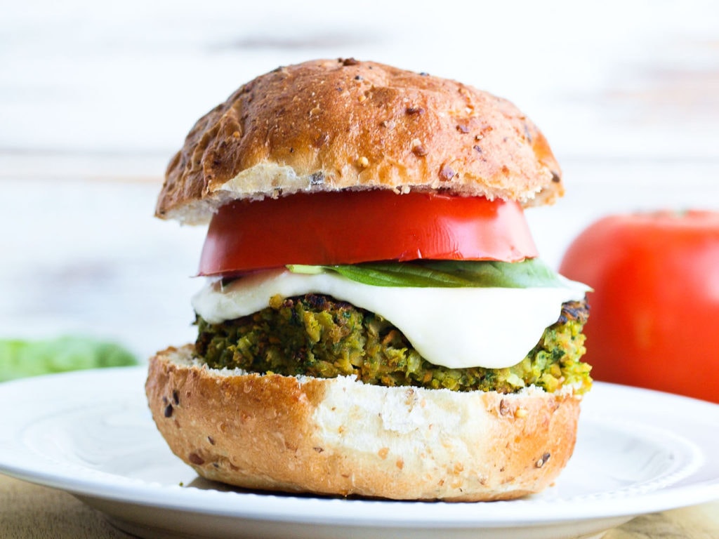 Caprese Chickpea Veggie Burger