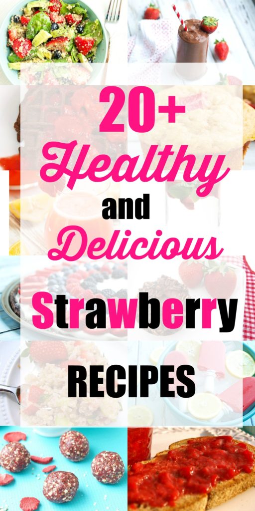 Who loves strawberries? Here are 20+ healthy strawberry recipes! Strawberry desserts, strawberry salads, strawberry smoothies....it's all here!