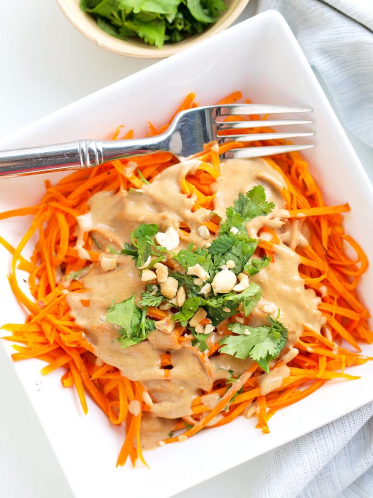 Sweet potato noodles with peanut sauce #vegan #glutenfree #easy #healthy #dinner #quick #healthyrecipes #recipes #dinnerrecipes 