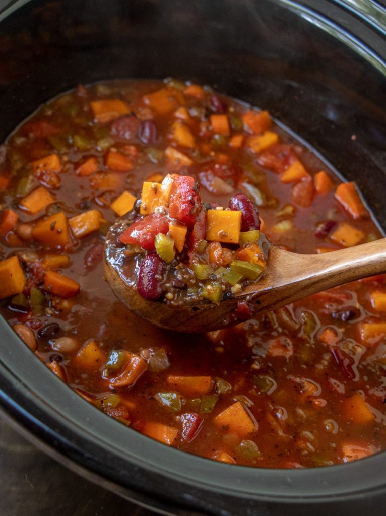 Crockpot Vegan Chili recipe in the pot