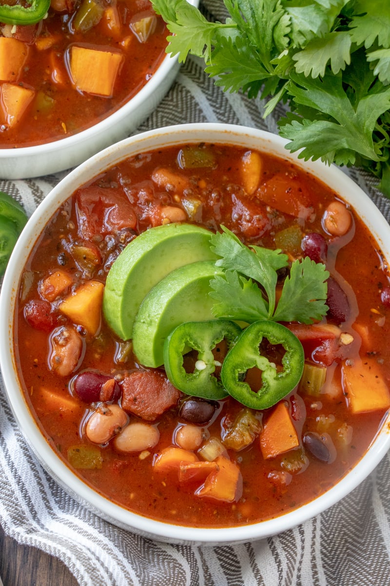 Crockpot Vegan Chili overhead shot