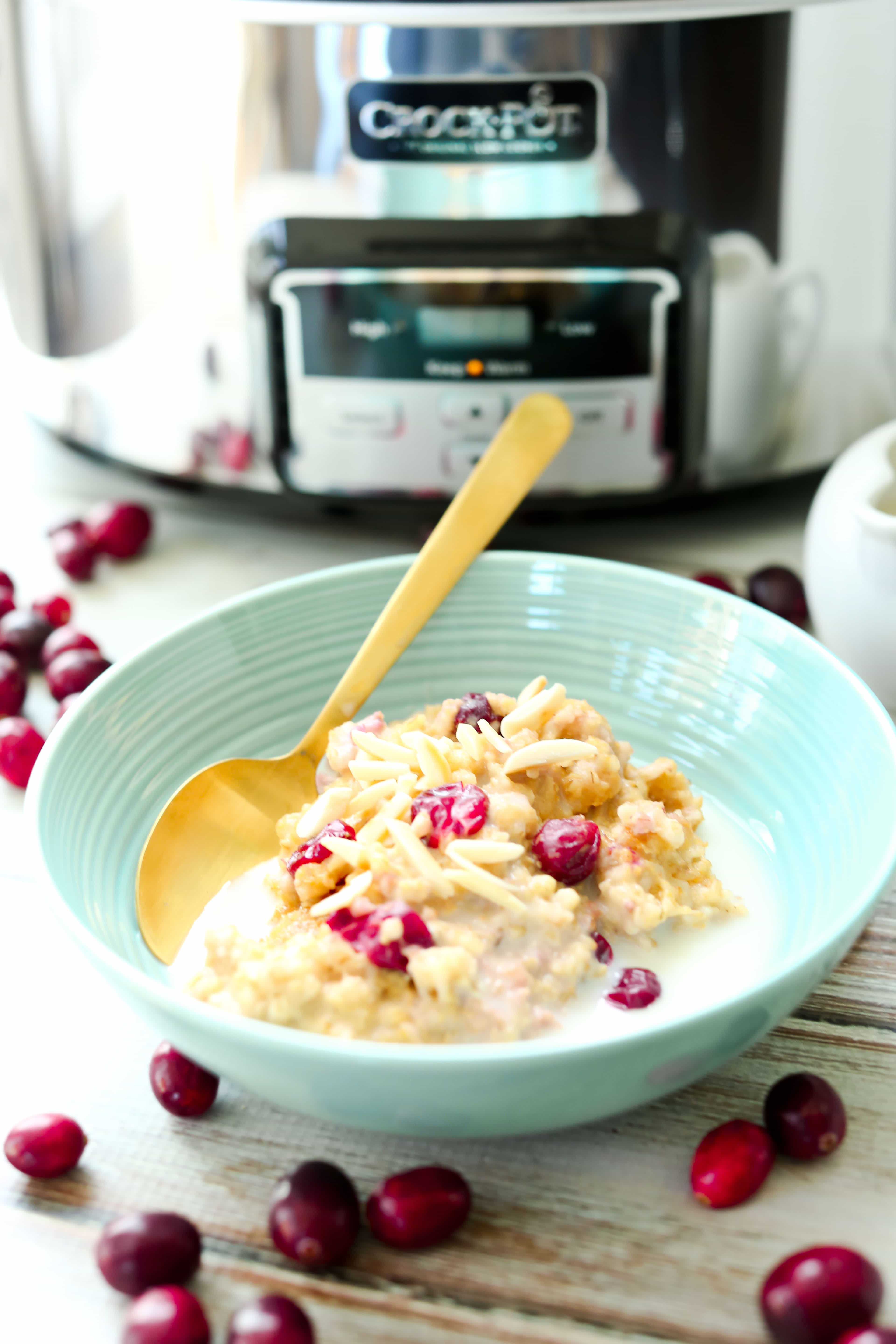 Cranberry Eggnog Oatmeal Crockpot