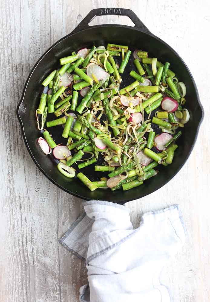 Spring Vegetable Skillet with Soft Boiled Eggs - Happy Healthy Mama