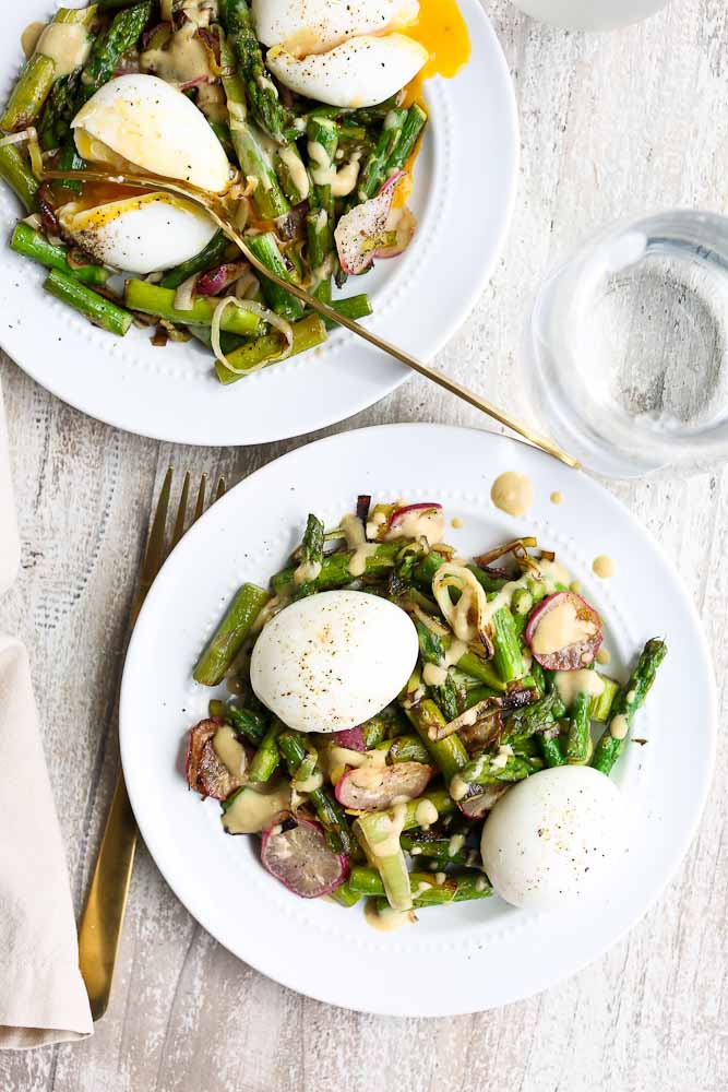 Spring Vegetable Skillet with Soft Boiled Eggs