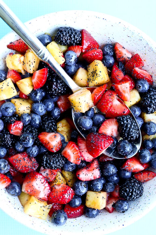 Summer Fruit Salad Recipe with Spoon