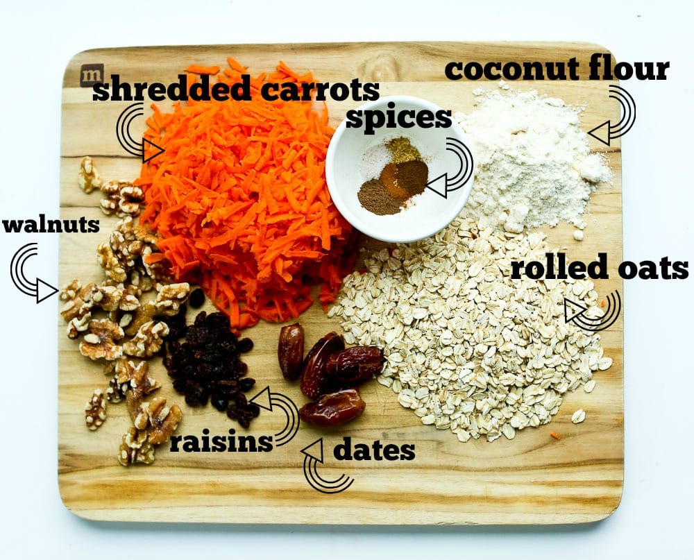 Ingredients for Carrot Cake Energy Balls