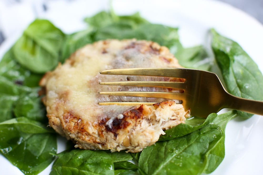 Apple Cheddar Tuna Patties Recipe with a fork