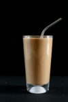 Café Mocha Collagen Protein Smoothie recipe with a dark black background