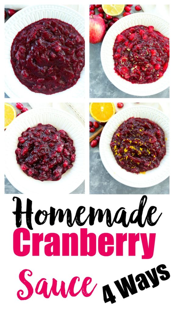 Homemade Cranberry Sauce 4 Ways #thanksgivingrecipes #sidedish #healthy #cranberrysauce