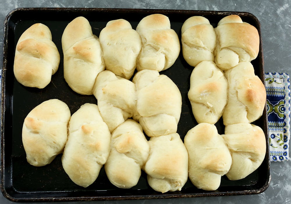 Perfect Bread Machine Dinner Rolls--crescent style rolls freshly baked