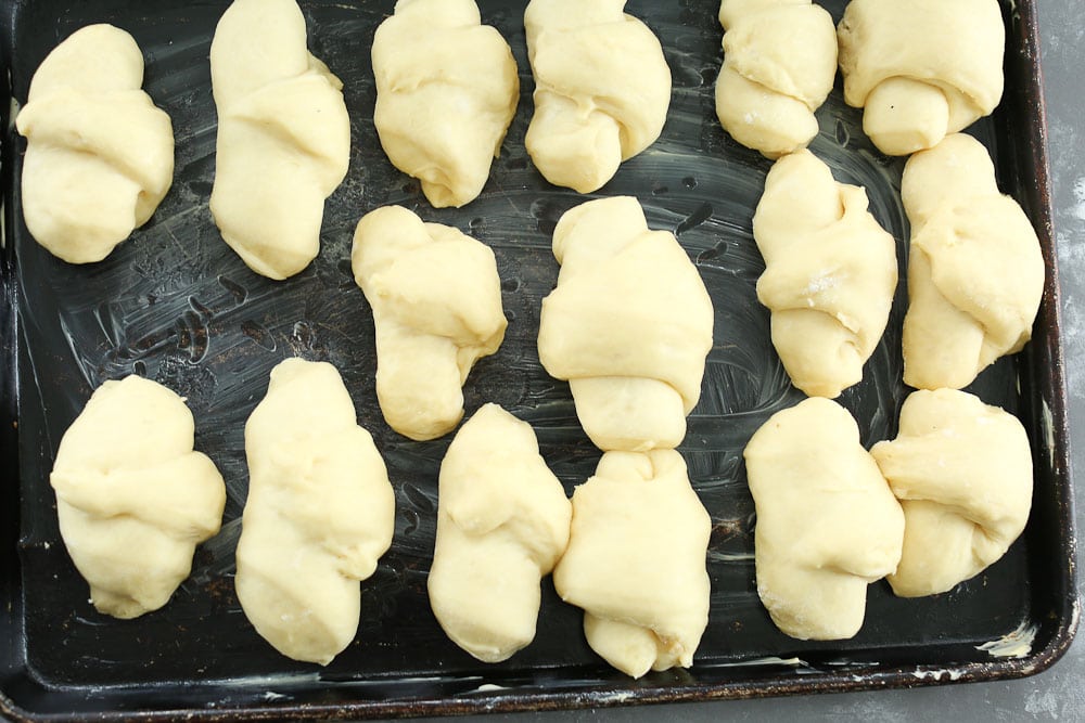 Perfect Bread Machine Dinner Rolls--crescent style rolls ready to bake