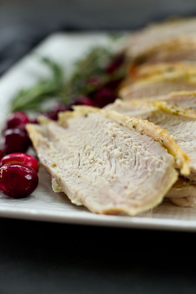 Roasted Turkey Breast Recipe slices on a plate