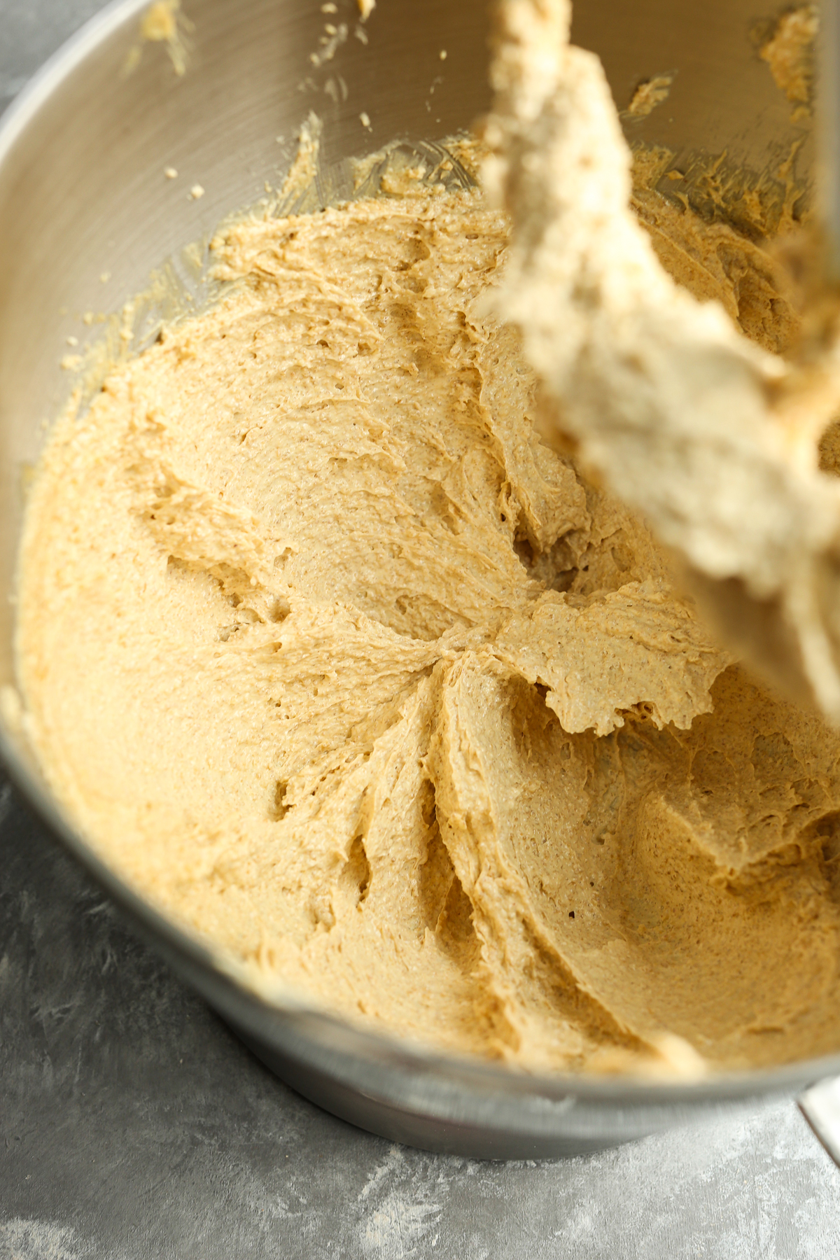 cookie mixture in a stand mixer