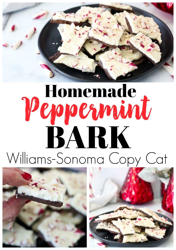 Homemade Peppermint Bark Recipe Williams-Sonoma Copy Cat #christmasrecipes #chocolate #peppermint