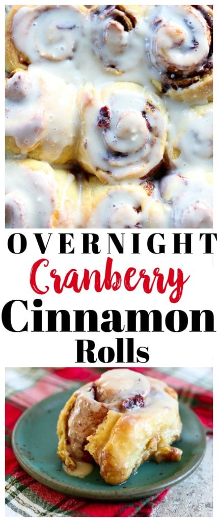 Overnight Cranberry Cinnamon Rolls Recipe. Perfect for #Christmas #breakfast #brunch