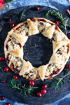 Puff Pastry Wreath Appetizer on a tray