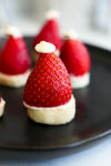 Strawberry Banana Santa Hats- close up picture easy healthy recipe