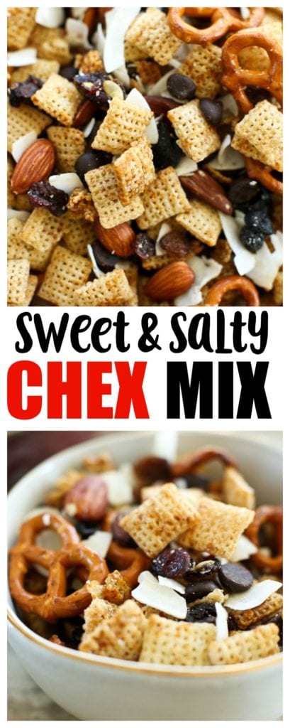 Sweet and Salty Chex Mix Recipe--perfect for your Christmas parties! #glutenfree #dairyfree #snackmix #chexmix 