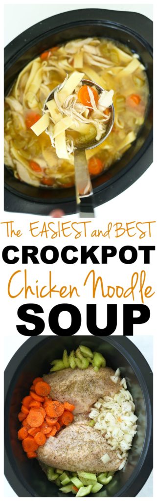 Crockpot Chicken Noodle Soup recipe #crockpot #chicken #easy #recipes #healthy #weeknightdinner #soup