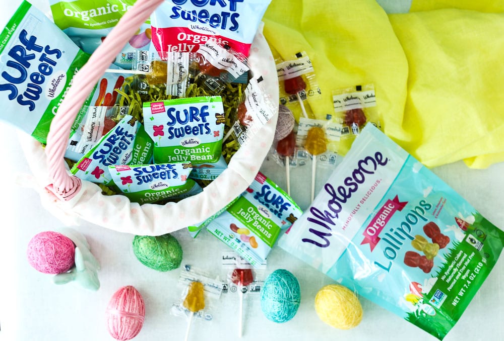 Easter Scavenger Hunt-an easter basket filled with Wholesome Surf Sweets organic candy