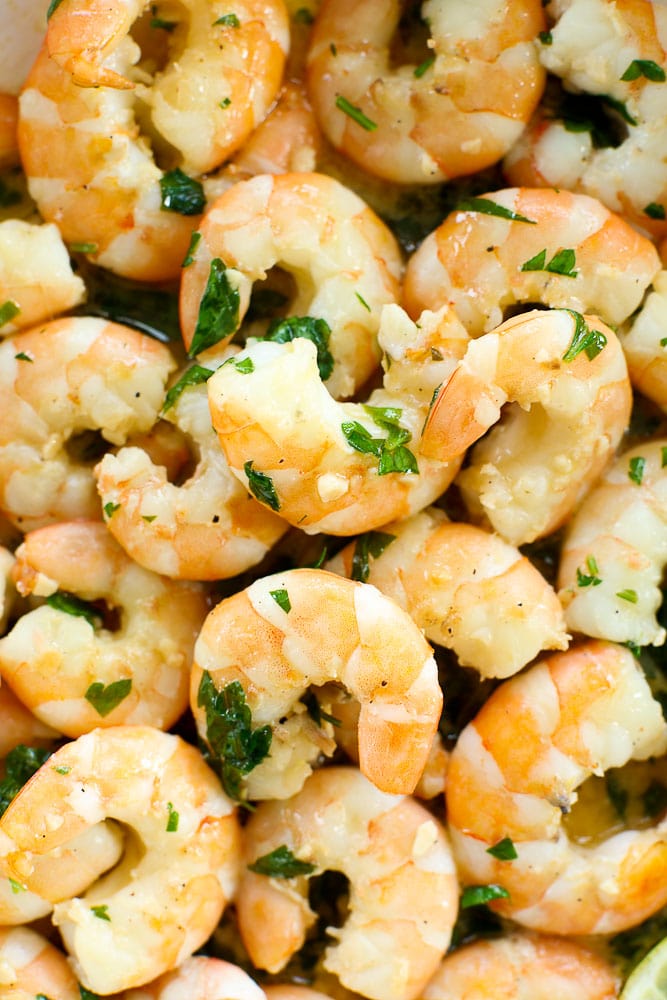 Shrimp Scampi Recipe-close up of cooked shrimp
