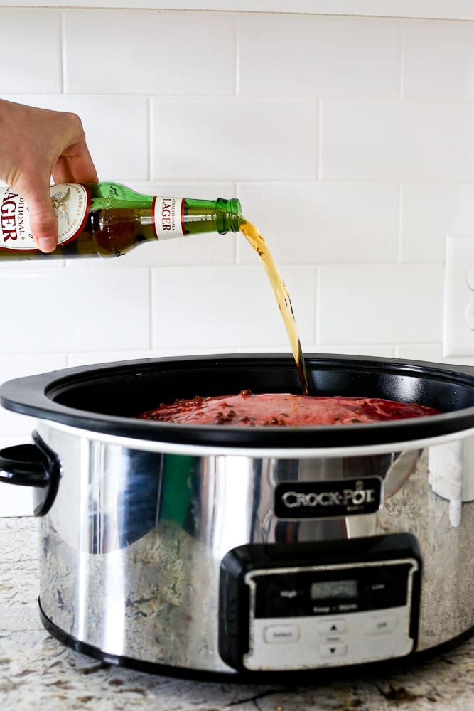 Corned Beef and Cabbage in the slow cooker with beer