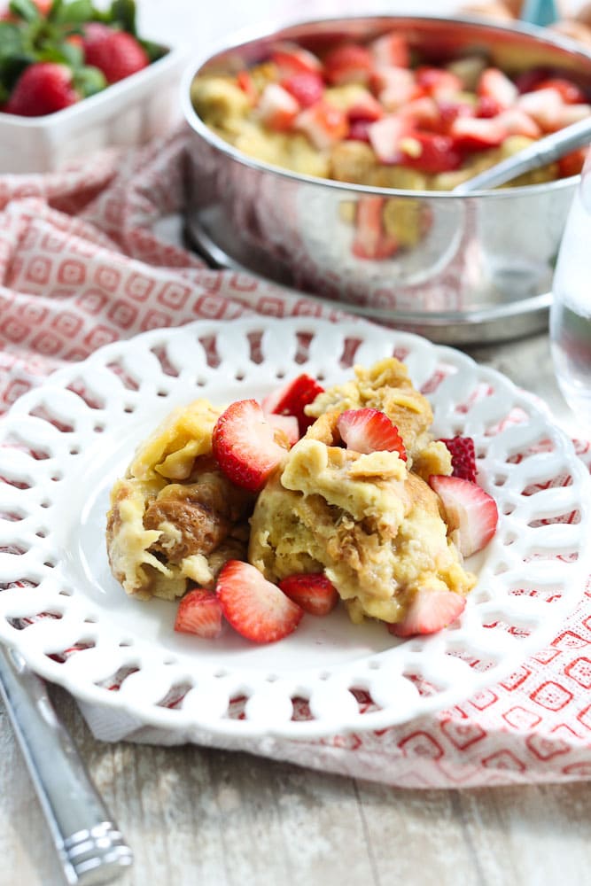 Instant Pot French Toast Casserole recipe with strawberries