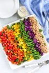 Rainbow Farro Salad recipe overhead shot