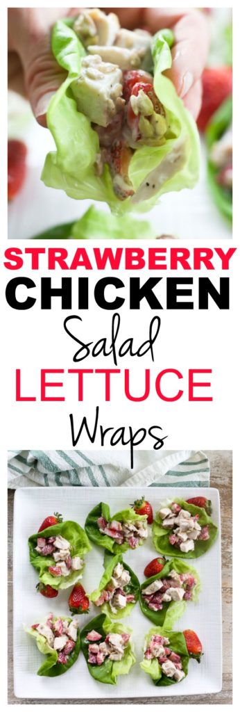 Strawberry Chicken Salad Lettuce Wraps recipe #easy #healthy #lunch #chickensalad #recipes