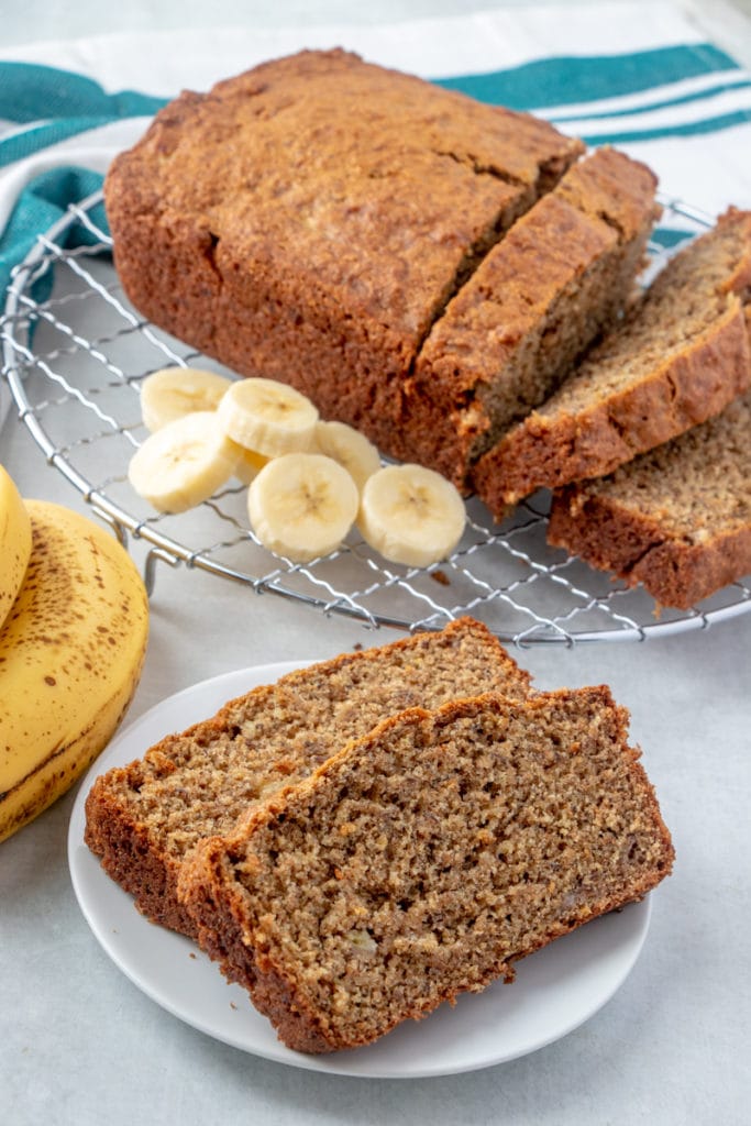 Vegan Banana Bread Recipe sliced