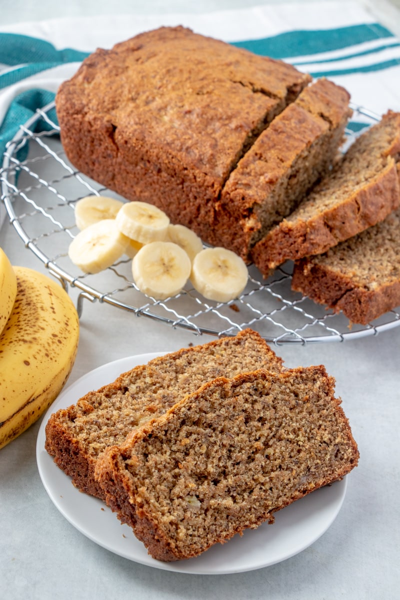 Vegan Banana Bread Recipe sliced