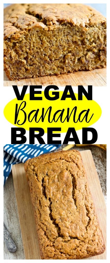 Vegan Banana Bread Recipe--this is the BEST vegan banana bread you'll try! Save the recipe today--you won't need another one. #bananabread #vegan #wholegrain #healthy #recipes #bread #easy #kids #brunch #breakfast