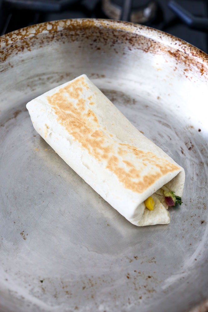 Hummus Veggie Wrap-browning the outside