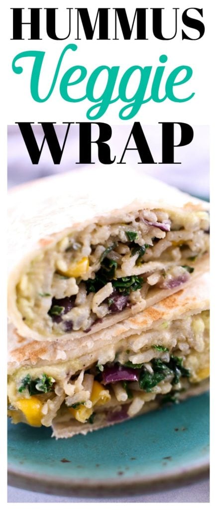 Hummus Veggie Wrap Recipe #lunch #vegetarian #recipes #hummus #avocado #beans #ideas #meatlessmonday 