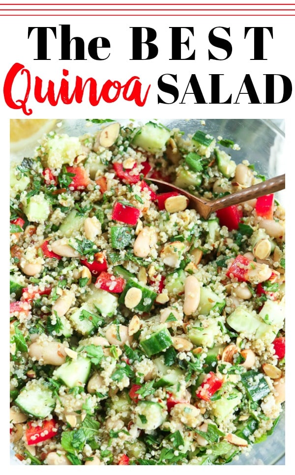THE BEST Quinoa Salad Recipe! #quinoa #salad #glutenfree #vegan #dairyfree #easy #summer #potluck #party #mealprep #healthy #recipes #healthyrecipes #weightloss 