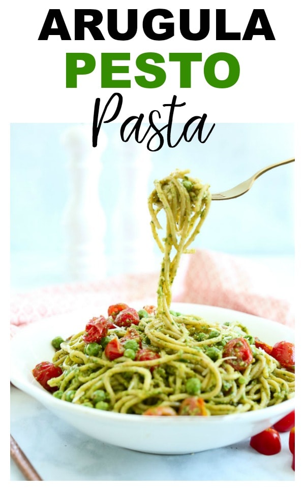 Arugula Pesto Pasta Recipe #pasta #vegetarian #easy #dinner #recipes #weeknight #healthy #pesto #quick