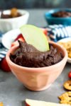 Brownie Batter Dessert Hummus recipe with apple dipping