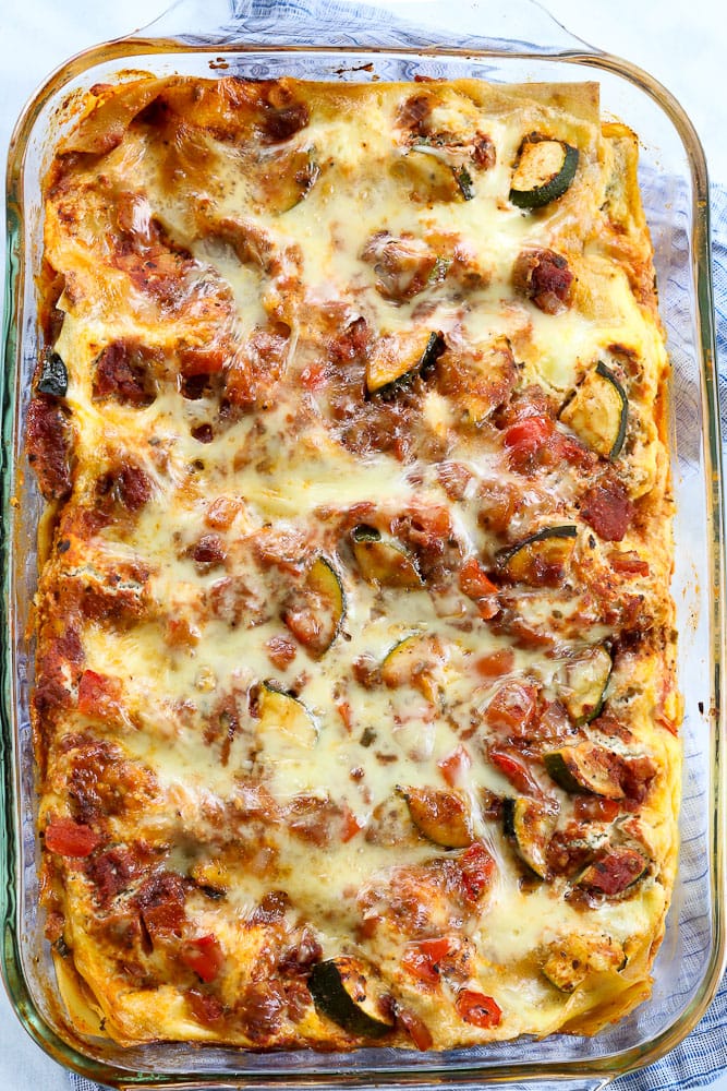 Vegetable Lasagna recipe in the pan